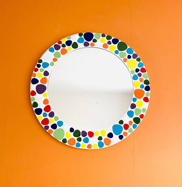 Rainbow Pebble Mosaic Round Mirror - image 1