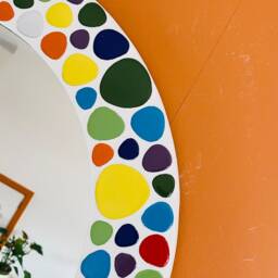 Rainbow Pebble Mosaic Round Mirror - thumbnail 4