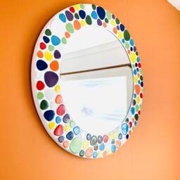 Rainbow Pebble Mosaic Round Mirror - thumbnail 3