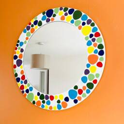 Rainbow Pebble Mosaic Round Mirror - thumbnail 2