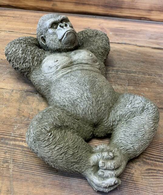 Stone Garden Lying Silverback Gorilla Monkey Chimp Ape Statue Gift Ornament - image 1