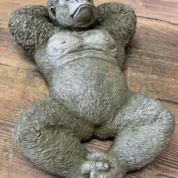 Stone Garden Lying Silverback Gorilla Monkey Chimp Ape Statue Gift Ornament - thumbnail 2