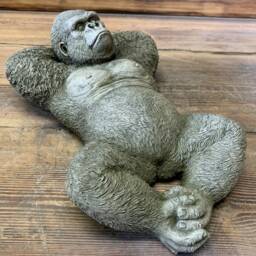 Stone Garden Lying Silverback Gorilla Monkey Chimp Ape Statue Gift Ornament - thumbnail 3