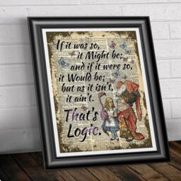 Alice in Wonderland Print, Dictionary Book Art Wall Art Decor, Flamingo Queen Of Hearts Poster, Shabby Chic Hangings - thumbnail 2