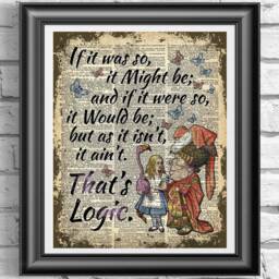 Alice in Wonderland Print, Dictionary Book Art Wall Art Decor, Flamingo Queen Of Hearts Poster, Shabby Chic Hangings - thumbnail 1