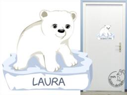 "Wall Sticker ""Polar Bear Baby Door Sign" - thumbnail 1
