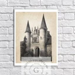 Fairy Tale Wall Decor Unframed French Chateau Architecture Drawing Art Print #3 - thumbnail 2
