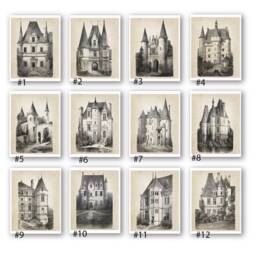 Fairy Tale Wall Decor Unframed French Chateau Architecture Drawing Art Print #3 - thumbnail 3