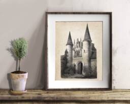Fairy Tale Wall Decor Unframed French Chateau Architecture Drawing Art Print #3 - thumbnail 1