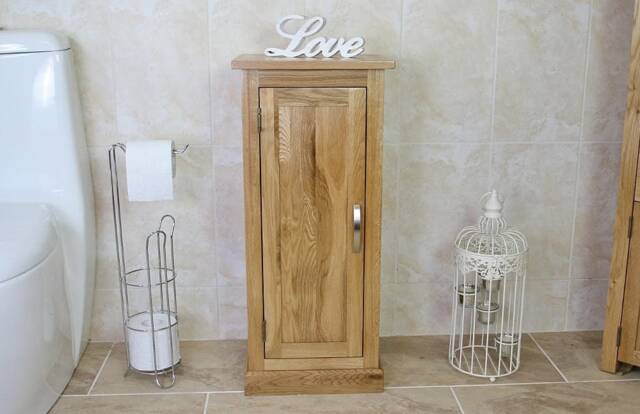 Oak Bathroom Furniture Small Vanity Cabinet - Cupboard With Shelving Storage 500 - image 1