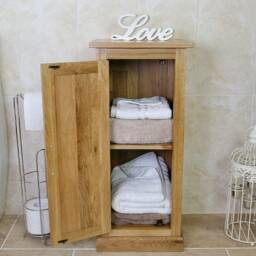 Oak Bathroom Furniture Small Vanity Cabinet - Cupboard With Shelving Storage 500 - thumbnail 2
