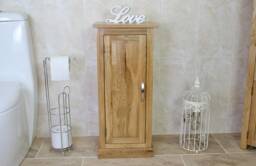 Oak Bathroom Furniture Small Vanity Cabinet - Cupboard With Shelving Storage 500 - thumbnail 1