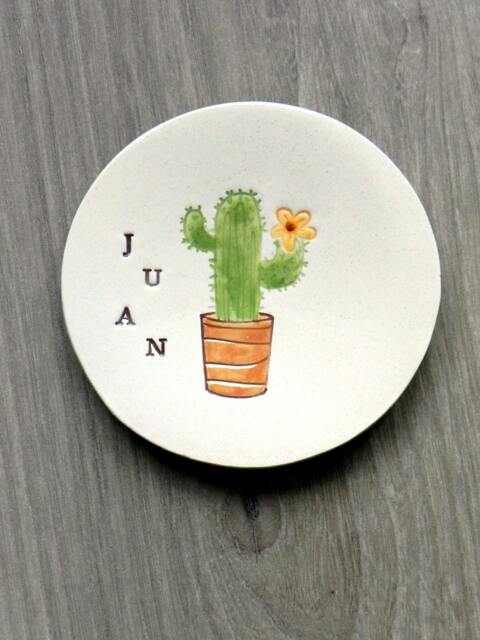 Personalized Ring Holder Men Gift Cactus Ceramic Inspirational Dish Name Pottery - image 1