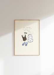 Nothing A Cute Outfit Won't Fix Wall Print - Girl Whatever Poster Fashion Illustration Polkadot Skirt, Sandals, Layered Top, Sunglasses - thumbnail 1