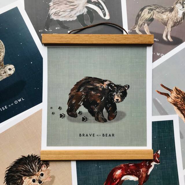 Forest Animal Footprint Bear/Bunny/Hedgehog/Fox/Badger/Owl/Wolf Art Print - image 1