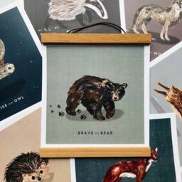 Forest Animal Footprint Bear/Bunny/Hedgehog/Fox/Badger/Owl/Wolf Art Print - thumbnail 1