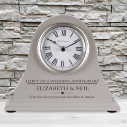 30Th Wedding Anniversary Couple Gift Personalised Engraved Grey Mantel Clock Pearl Gifts Husband Wife Mum Dad Nan Grandad Etc - thumbnail 1