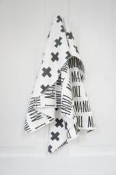 Personalized Organic Cotton Baby Blanket - Black & White Crosses - thumbnail 1
