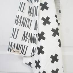 Personalized Organic Cotton Baby Blanket - Black & White Crosses - thumbnail 2