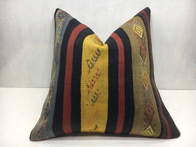 Vintage Kilim Pillow Cover, 20x20, Handwoven Turkish Bohemian - image 1