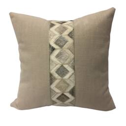 Modern Farmhouse Taupe Pillow Cover, Animal Hide Banding - thumbnail 4