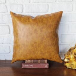 16x16''(41x41cm Oscar Camel-Navy Blue-Light Gray Color Triangle Diagonal Design Faux Leather Pillow Cover - 1Pcs - thumbnail 4