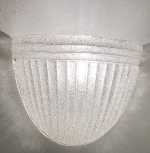 Applique, Wall Lamps Or Sconces , in Murano Blown Glass, Transparent & White Color