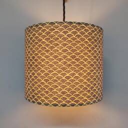 Blue & Beige Kasuri Waves Lampshade With White Lining Lightshade - thumbnail 2
