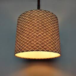Blue & Beige Kasuri Waves Lampshade With White Lining Lightshade - thumbnail 1