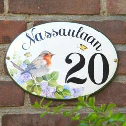 Robin Name Sign, Ceramic House Number Plaque, Custom Address Numbers, Garden Wall Decor - thumbnail 3