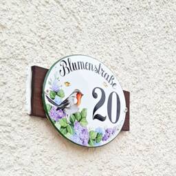 Robin Name Sign, Ceramic House Number Plaque, Custom Address Numbers, Garden Wall Decor - thumbnail 2