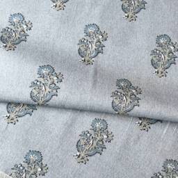 1480. Margaret Pos, Paisley Blue Block Print - Linen/Cotton Cushion Cover - thumbnail 3