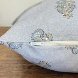 1480. Margaret Pos, Paisley Blue Block Print - Linen/Cotton Cushion Cover - thumbnail 2