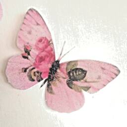 Pink Rose Butterfly Wall Decals Sparkling 3D Nursery Decor - Set Of 4 - thumbnail 2