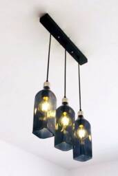 Johnnie Walker Double Black Bottle Chandelier - Industrial Light Fixture Lamp For Home, Bar Condo & Kitchen Island