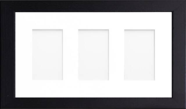 Black Multi Photo Frame - Wooden Effect, Holds Three 6x4 Photos - image 1