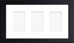 Black Multi Photo Frame - Wooden Effect, Holds Three 6x4 Photos - thumbnail 1