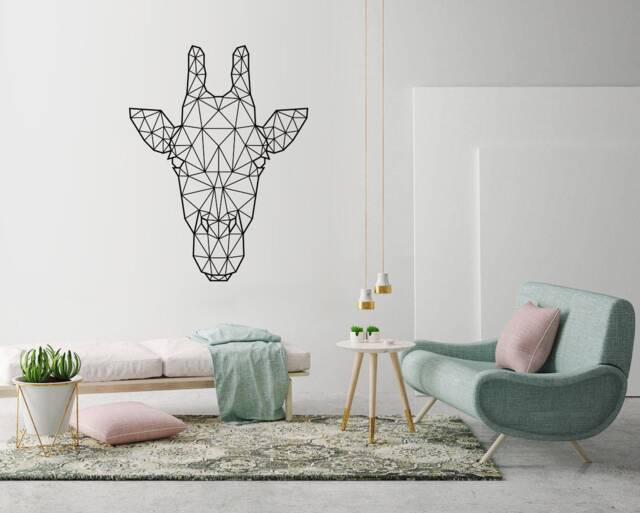 Geometric Giraffe Head Wall Decal Animal Outline Art - image 1