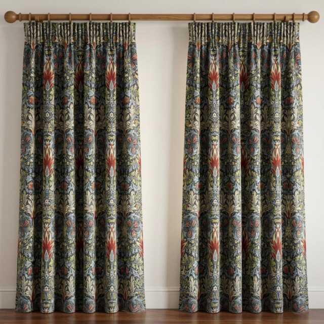 Custom Made William Morris Snakeshead Grey Blackout Lining Curtains 3 - image 1