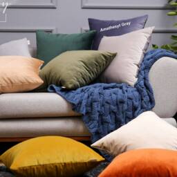 Anthracite Gray Velvet Pillow Cover, Extra Long Cushion, Fall Decor - thumbnail 2