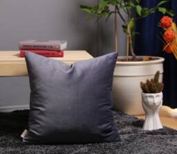 Anthracite Gray Velvet Pillow Cover, Extra Long Cushion, Fall Decor - thumbnail 1
