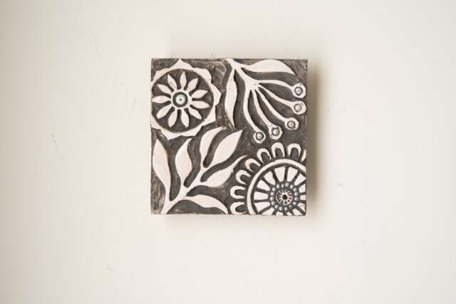 Flower Field - Ceramic & Pearl Mounted Square Tile Wall Art - Made To Order - image 1