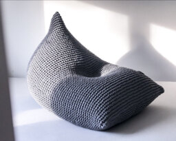 Hand-Knitted Cotton Cord Bean Bag Chair Adult Lounger Pouffe