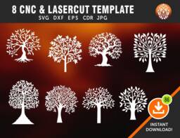 8 Tree Wall Hangings, Decor Decal, Vinyls, Patterns, Laser, Cnc Router Templates, Room - Dxf, Svg, Jpg, Cdr, Eps Vector - thumbnail 1