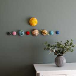 Felt Solar System Wall Hanging Montessori Space Nursery Decor Handmade Planets For Baby Room Outer Art Kids - thumbnail 2