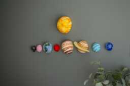 Felt Solar System Wall Hanging Montessori Space Nursery Decor Handmade Planets For Baby Room Outer Art Kids
