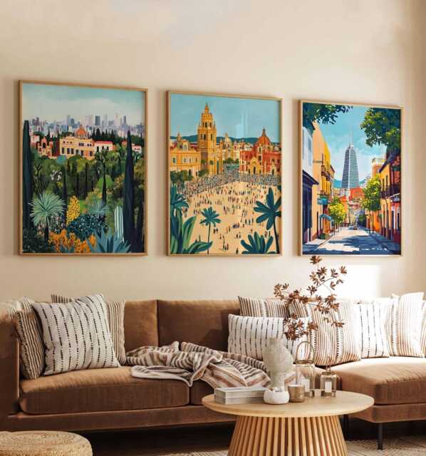Set Of 3 Mexico City Posters, Travel Prints, Mexican Wall Art Set, Latin America Decor, Gift, Prints - image 1