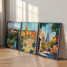 Set Of 3 Mexico City Posters, Travel Prints, Mexican Wall Art Set, Latin America Decor, Gift, Prints - thumbnail 3