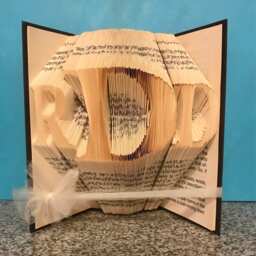 Monogram Folded Book Art - Wedding Paper Anniversay Bridal Shower Friend Housewarming Gift Initials Personalized Christmas - thumbnail 2