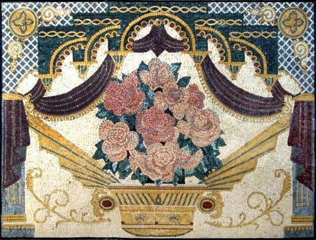 The Gold Pot Of Roses Mosaic